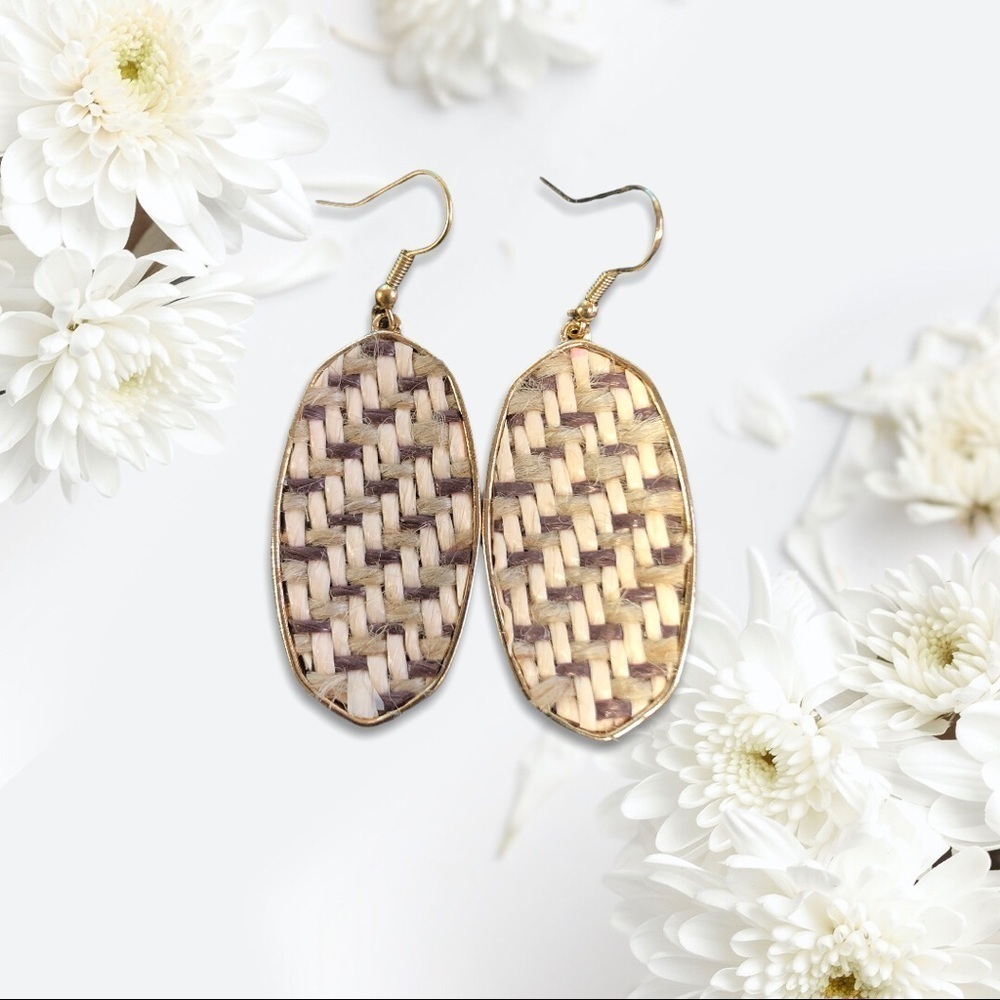5/$20 woven oval shaped hanging earrings